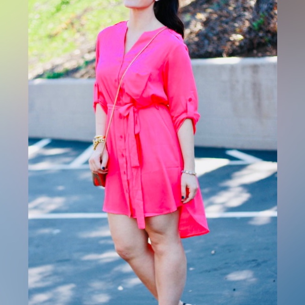 EUC Hot Pink HiLo Shirtdress 🩷